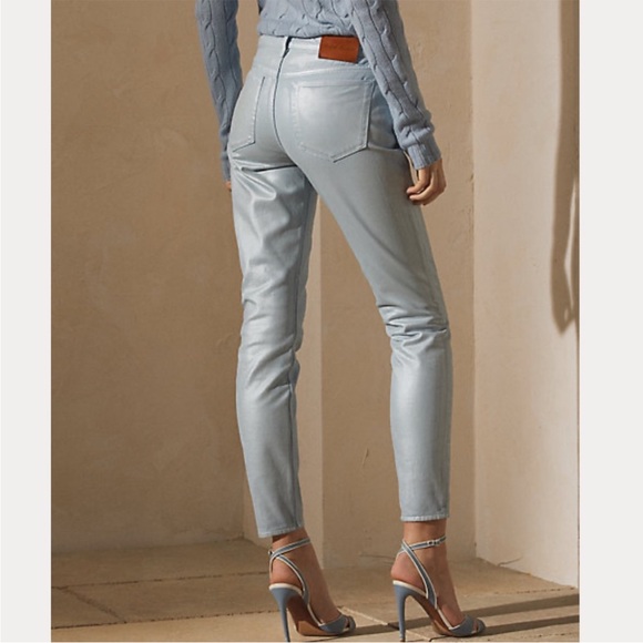 Ralph Lauren Collection 400 Matchstick Foiled Jean in Summer Pink - Picture 3 of 16